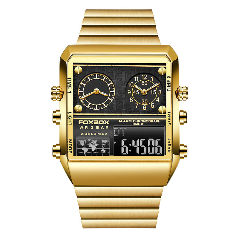 Men's & Women's Square Electronic Watch – 3ATM Waterproof, Outdoor Chronograph, Business Casual Style