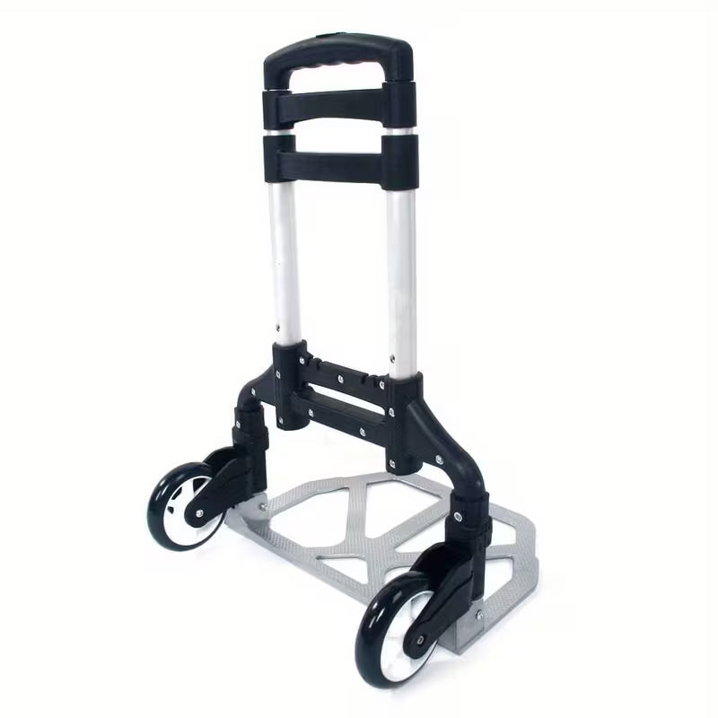 Ubesgoo Folding Hand Truck – Heavy-Duty with Telescoping Handle, PU Wheels & Black Rope, Black