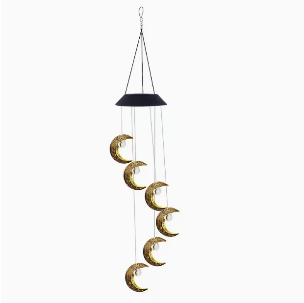 33.07" Moon-Shaped Solar Wind Chime Light – Outdoor Garden & Patio Decor, Celestial Theme
