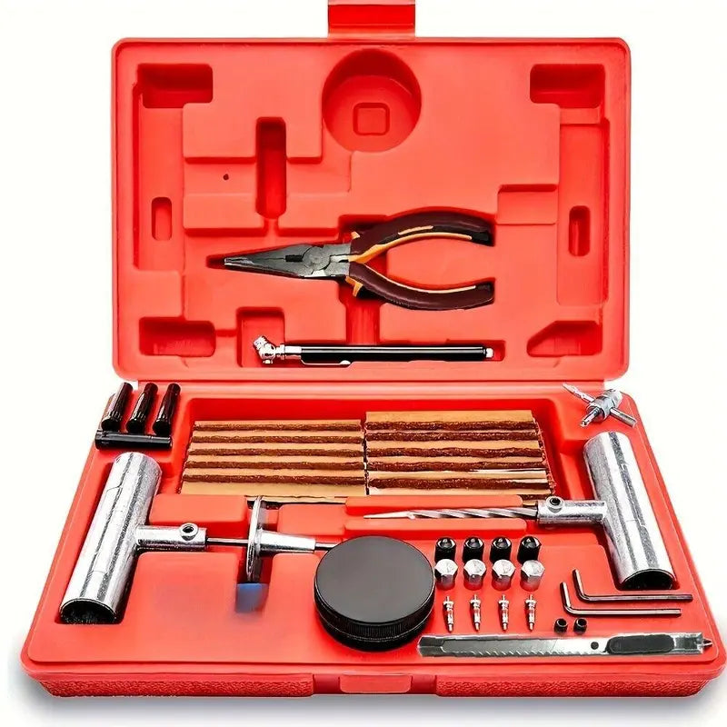 Tire Plug Repair Kit – Heavy Duty Flat Tire Puncture Repair Tool, Durable Iron Tools, Easy to Use for Car, ATV & Trailer