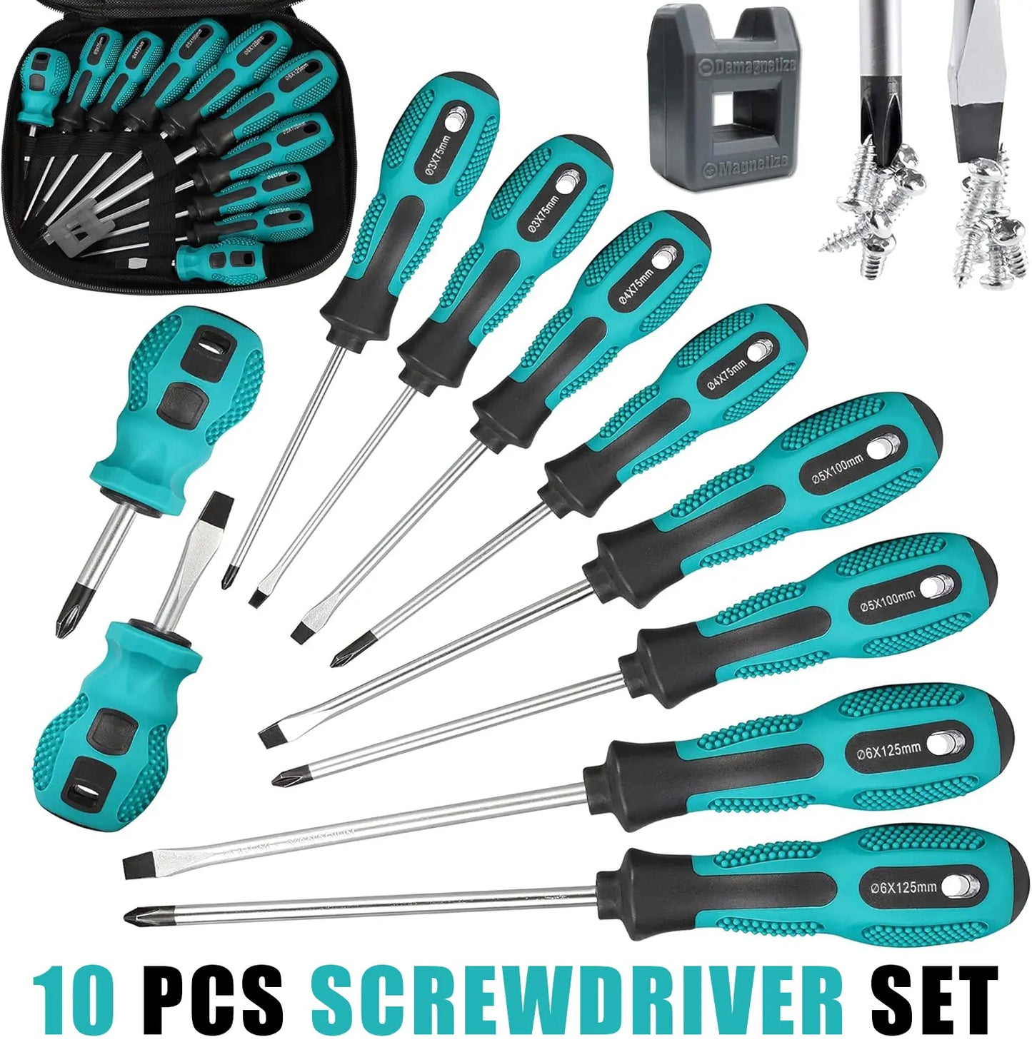 10-Piece Magnetic Precision Screwdriver Set – Green, Ideal for Electronics, Furniture, Appliances & Vehicle Maintenance, Durable Metal & Plastic Build