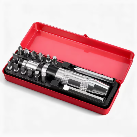 16-Piece Manual Impact Screwdriver Set – Includes 1 Driver & 15 Flat/Phillips/Hex Bits, Heavy-Duty for Removing Rusted & Stripped Screws/Bolts, for Automotive & Home Repair