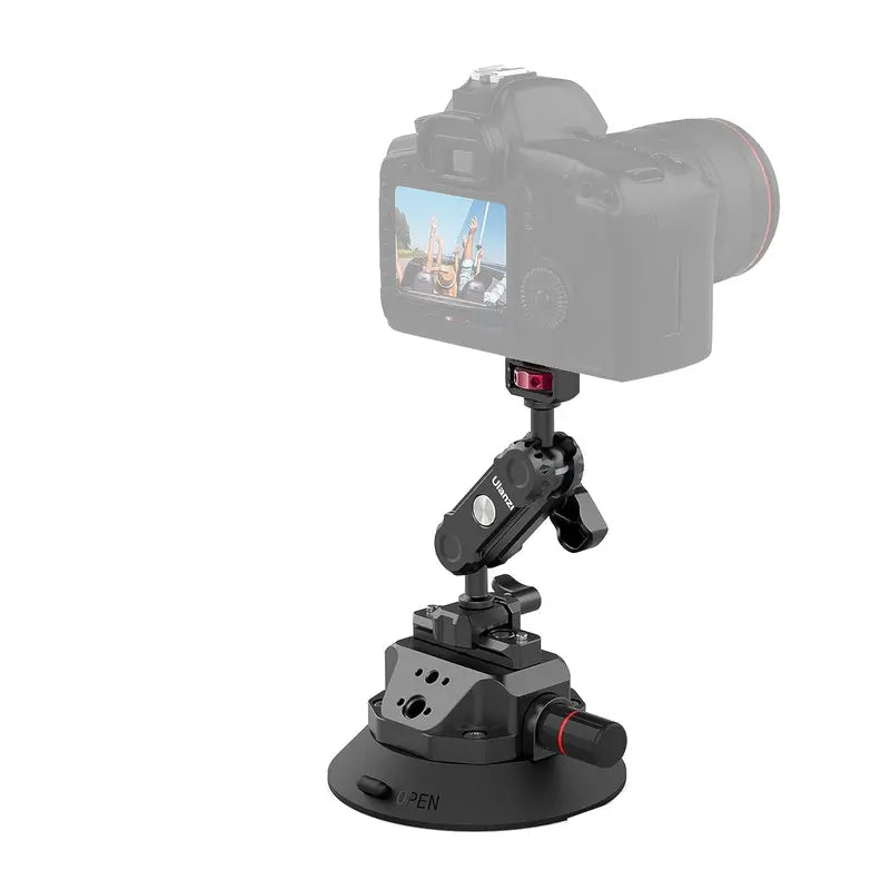 4.5" Vacuum Suction Cup Mount – Pump-Activated, Quick Release NATO Arm, for GoPro, DSLR Cameras – Car, Boat, Windshield Mount