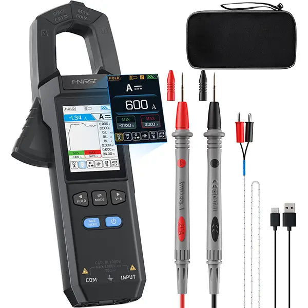 DC/AC Clamp Meter – 600A, 10000 Counts, USB Rechargeable, Voltage & Current Tester, NCV Detection, Electrician Multimeter