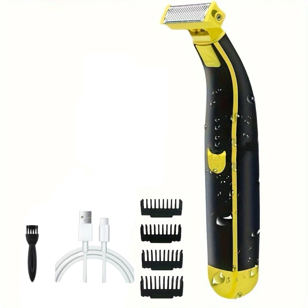 Men's Wet and Dry Electric Shaver - Fully Washable Body Razor with USB Charging for Body Grooming