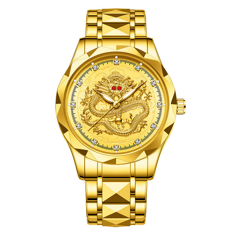 Men's Business Rhinestone Dragon Totem Watch – Minimalist Design, Fashionable for Party & Daily Wear, Great Gift Idea