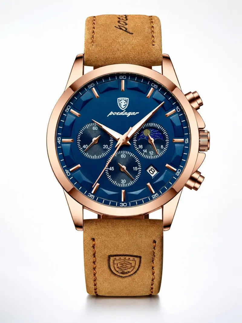 Men's Business Analog Quartz Watch – Round Dial, Luminous, Waterproof, Stainless Steel, Versatile for Party & Daily Wear