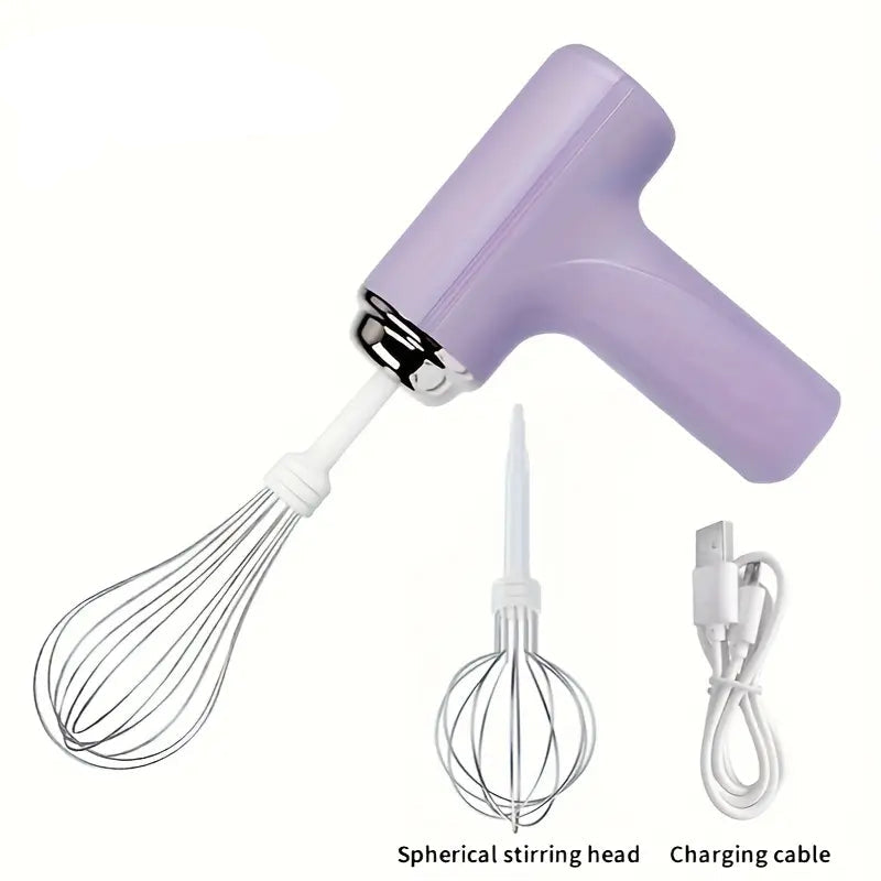 Rechargeable 3-Speed Hand Mixer – Multifunctional Kitchen Tool with 2 Whisk Attachments, Easy to Clean & Durable, Ideal for Baking & Daily Mixing