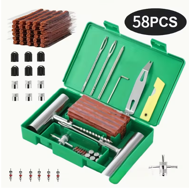 Car Tire Repair Tool Set – Vacuum Quick Patching Kit, Motorcycle & Electric Vehicle Maintenance Toolbox