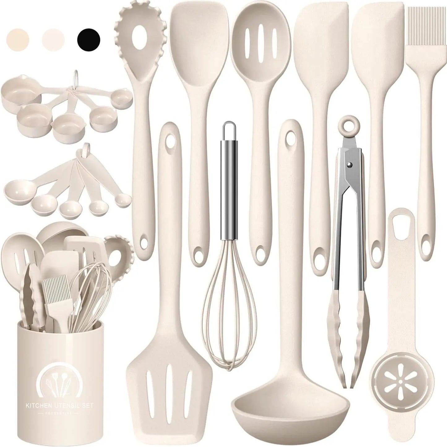 22-Piece Silicone Kitchen Utensils Set – Heat Resistant, Dishwasher Safe, Includes Spatula, Spoon, Whisk & More – Perfect for Nonstick Cookware