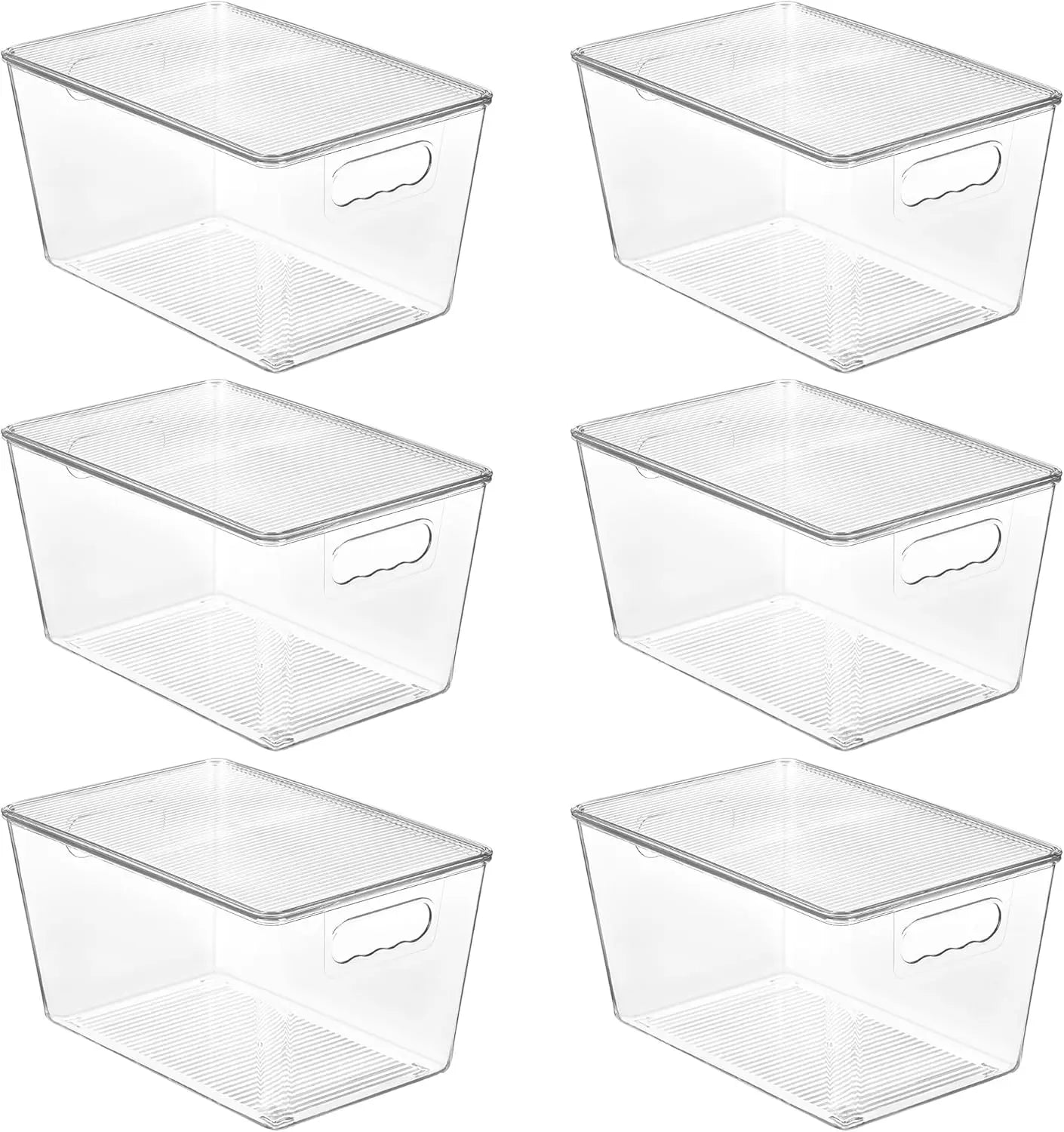 Cash on Delivery – 6 Pack Clear Stackable Storage Bins with Lids, Large Plastic Containers with Handle for Pantry Organizer and Storage – Perfect for Bathroom, Cabinet, Kitchen, Fridge, Closet Organization