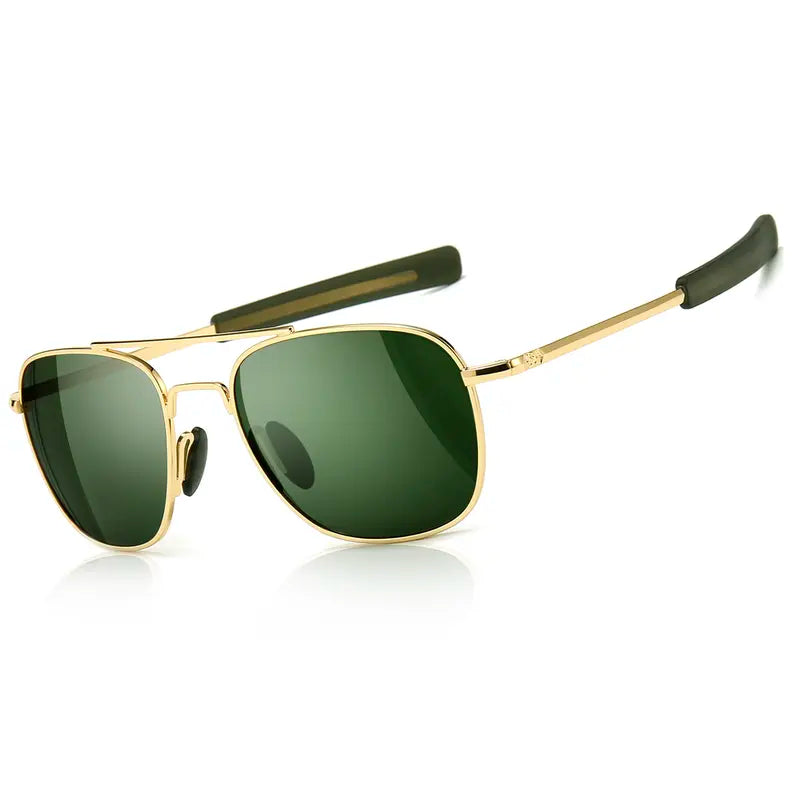 SUNGAIT Men's Military Polarized Aviator Sunglasses - UV400 Protection HD Lens, Bayonet Temples for Outdoor Activities