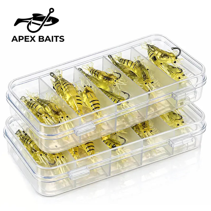 60-Piece Realistic Shrimp Soft Lures 1.5-Inch - Soft Bait for Freshwater and Saltwater Fishing