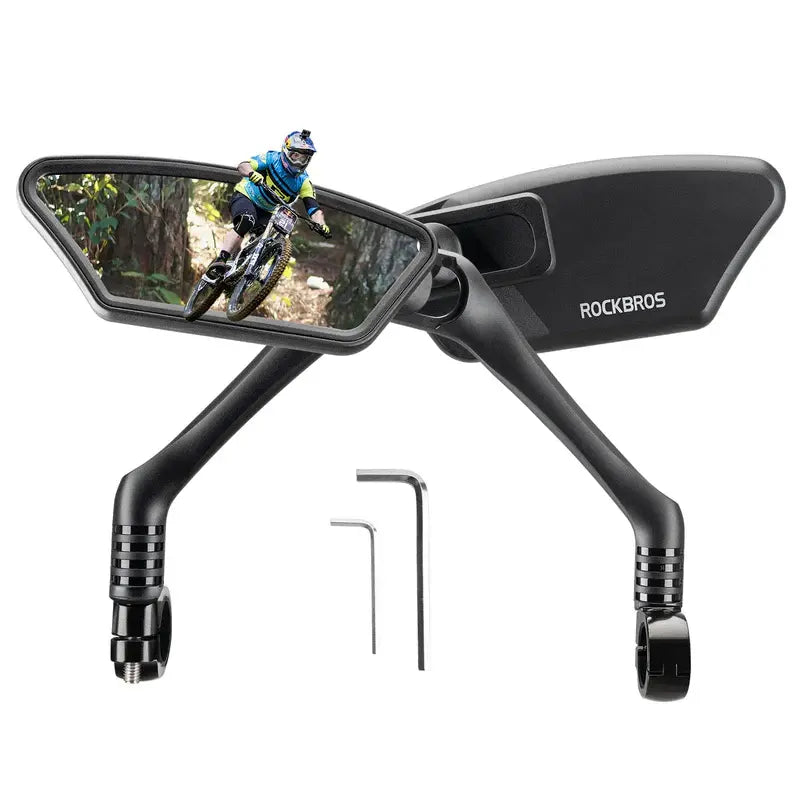 ROCKBROS HD Blast-Resistant Bike Mirror - 360° Adjustable Rear View Mirror for Handlebars, Fits 21-26mm, Easy Install Left and Right Side