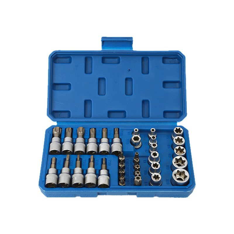 34-Piece 3/8-Inch Drive Torx Bit Socket Set - CR-V E Socket E4-E20, S2 Torx T10-T60, Tamper Proof TT10-TT55 with Adapter