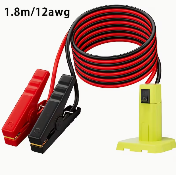 Car Jumper Cables with Adapter for 18V Battery Platforms – 5.95ft, 12AWG, for Mid-Size Cars & Light Trucks, Battery Not Included