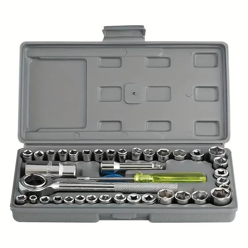 40-Piece Combination Socket Wrench Set - Multifunctional Hand Tools for Auto Repair
