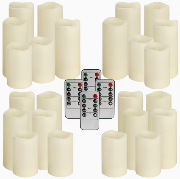 24-Piece Ivory Electronic Candle Lights – Flickering Flameless Tea Lights, 3 Sizes, Long-Lasting, for Wishing, Anniversaries, Weddings & More
