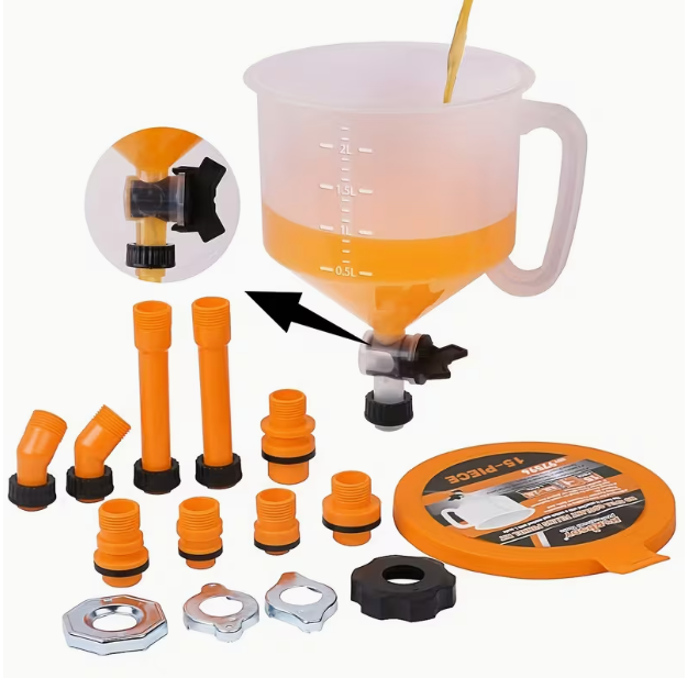 No-Spill Coolant Funnel Kit with On/Off Valve – Leak-Free Cooling System Refill Tool