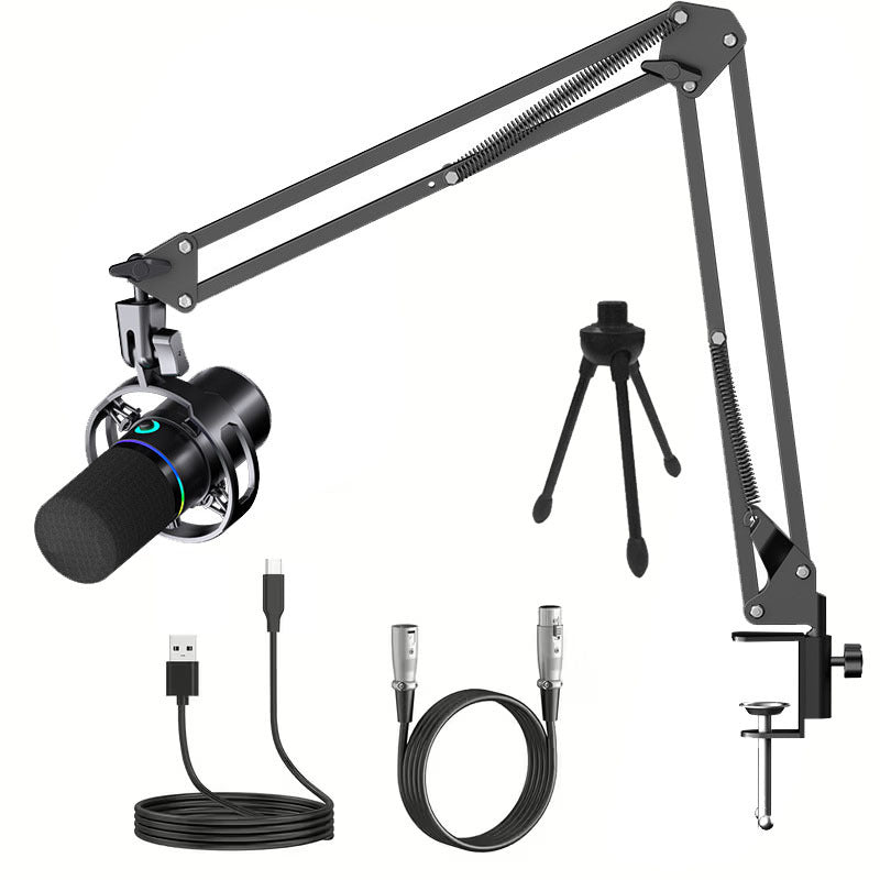 WM8 Dynamic Microphone Kit – USB/XLR Dual Interface, RGB Gaming Mic with Boom Arm & Tripod Stand