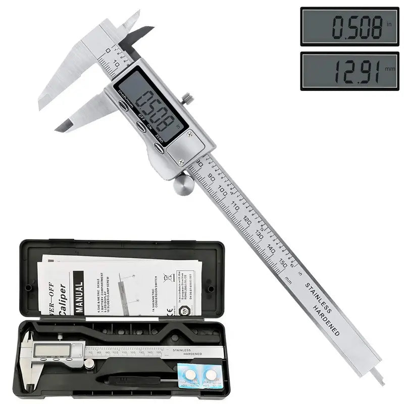 Digital Vernier Caliper – Stainless Steel, Electronic Display with Inch/mm Conversion, Portable & Accurate Hand Measuring Tool for Home Use