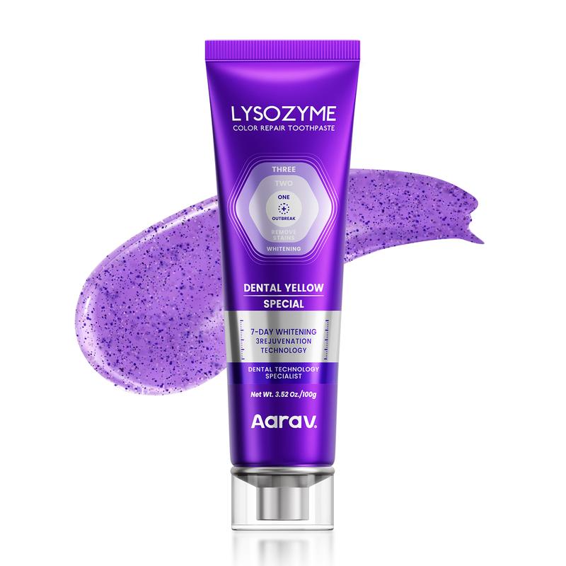 Buy 1 bottle and get 5 bottles free. Lysozyme Enzyme-Activated Purple Whitening Toothpaste. This toothpaste can immediately remove stains and restore teeth to a bright and shiny state, as well as freshen breath.