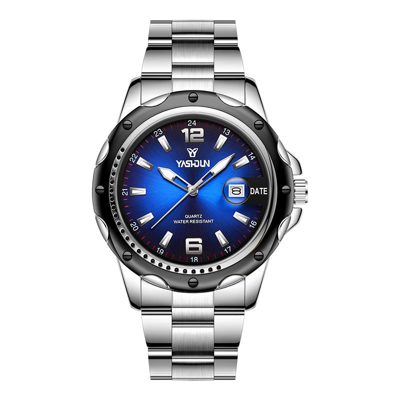 Men's Luxury Stainless Steel Watch - Water Resistant, Date Display, 3ATM Fashionable Daily Wear and Gift Option