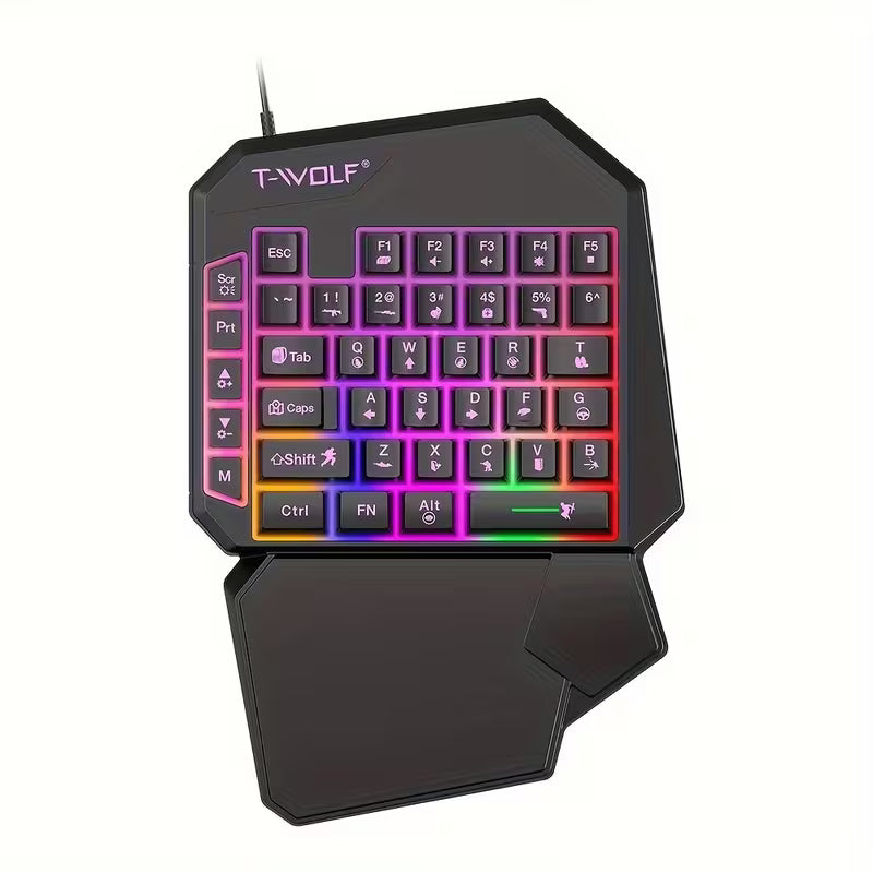 Single-Handed Mechanical Keyboard – Luminous, Compact & Portable for Gaming & Office