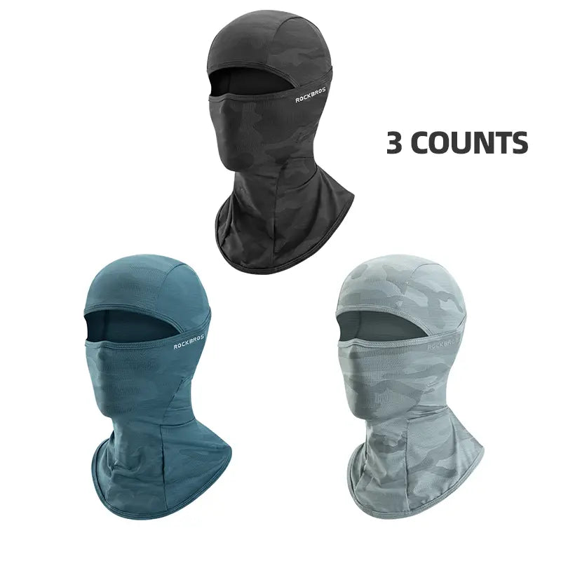 ROCKBROS 3-Pack Summer Balaclava Face Mask - UV Protection Cooling Neck Gaiter, Breathable Face Covering for Motorcycle and Cycling