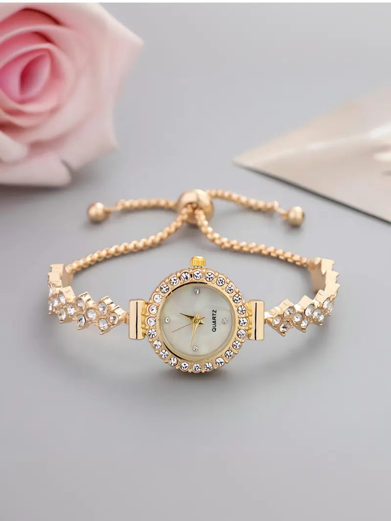 🔥 Clearance Sale – Order 1 Get 3 🔥 – Stylish Women's Quartz Jewelry Bracelet Watch with Round Crystal Dial, Alloy Strap, Perfect Gift for Students, Casual Daily Wear, Trendy Fashionable Wristwatch