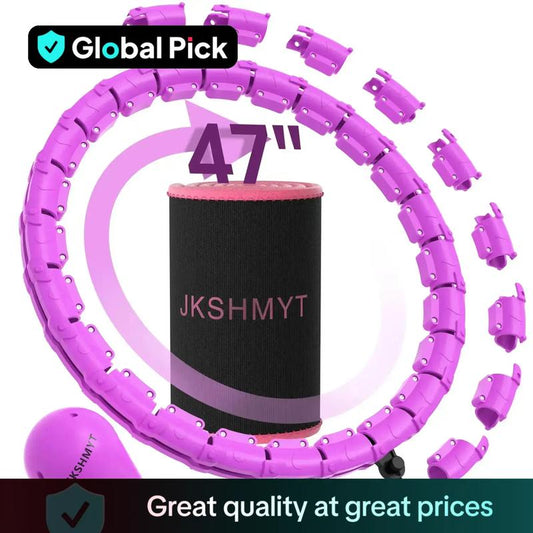 Weighted Hula Circle for Adults, Infinity Hoop Fit Plus Size 47 Inch/120cm, Include 24 Detachable Links and Waist Trainer for Women, Home Workout Equipment, Exercise Equipment, Home Training Equipment