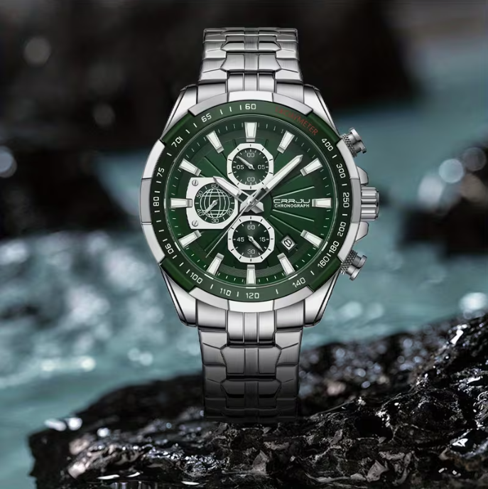 Men's Quartz Chronograph Wristwatch with Stainless Steel Strap – Classic Business & Casual Style