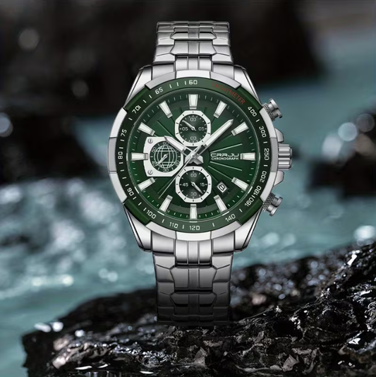 Men's Quartz Chronograph Wristwatch with Stainless Steel Strap – Classic Business & Casual Style