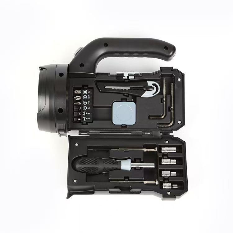 18-in-1 Multi-Function Tool with Flashlight – Outdoor & Vehicle Emergency Repair Kit, Includes Bits, Utility Knife & Tape Measure