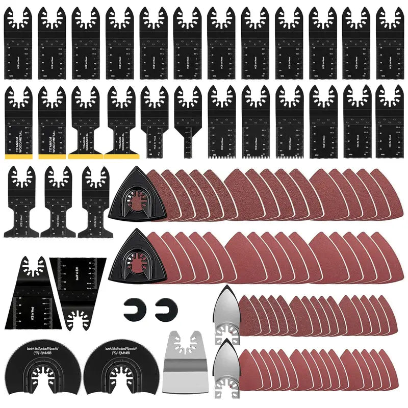 Oscillating Saw Blades Set – 98pcs Oscillating Tool Blades Accessories with Sandpaper – Multifunctional Electric Tool Saw Blade Replacement Kit