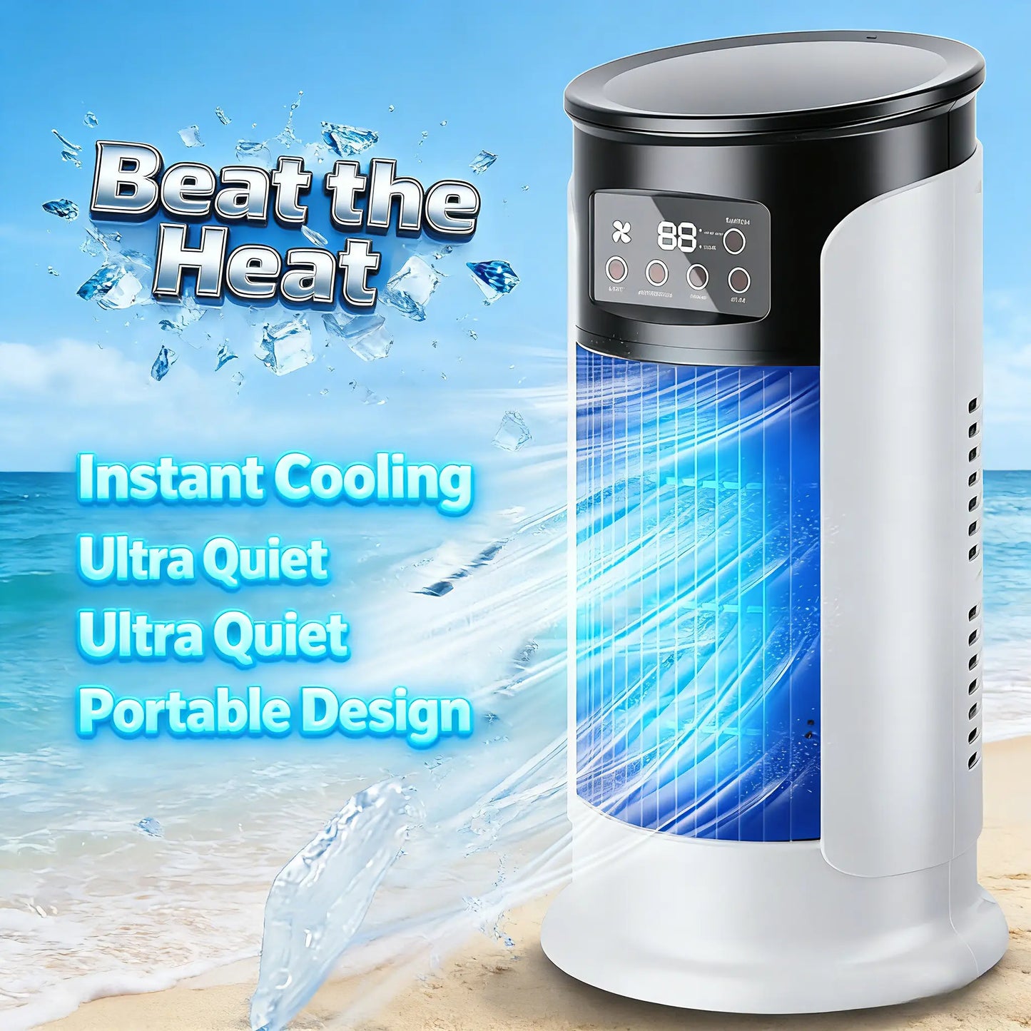 2026 New Evaporative Air Cooler – Compact USB Desk Fan, 300ml Tank Personal Cooler, Adjustable Speed, Timer, Quiet Portable Design for Home, Travel & Outdoor