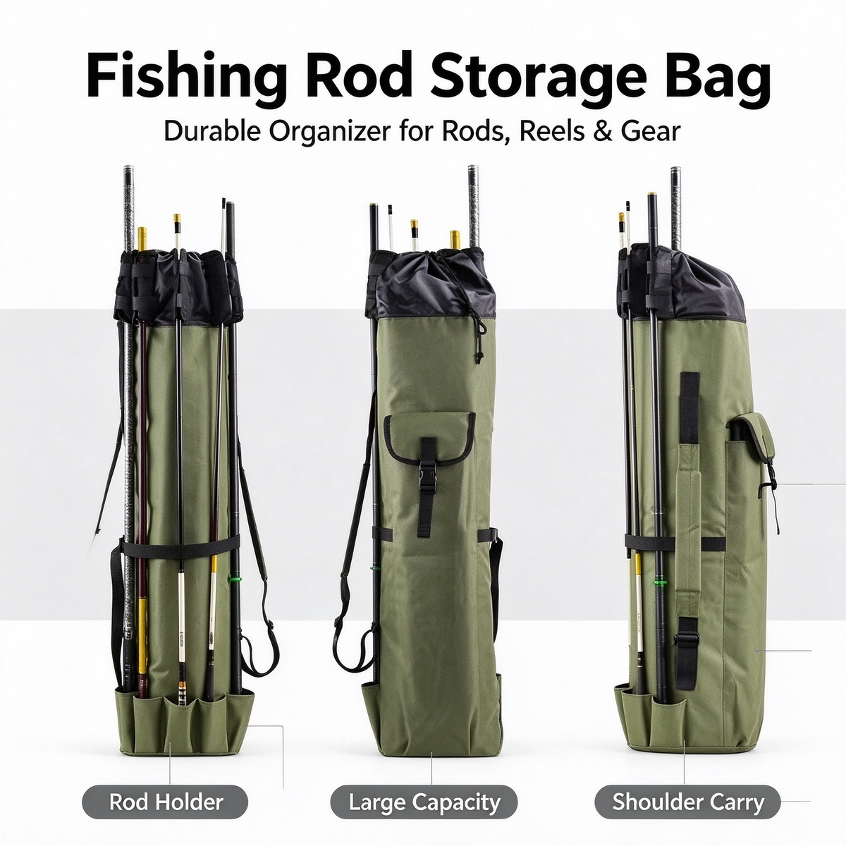 Outdoor Fishing Bag Tackle Bag - Thickened Large Capacity Portable Fishing Rod Bag, Sea Rod Bag, Crossbody Bag for Lure Fishing