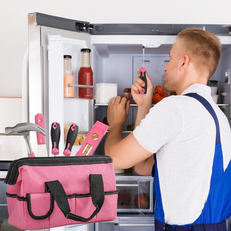 130-Pieces Pink Tool Kit Set & Child Size Tool Bag. Daily Home Repair Kit,Hammer Screwdriver Set for DIY Building, Woodwork & Construction for Women Kids