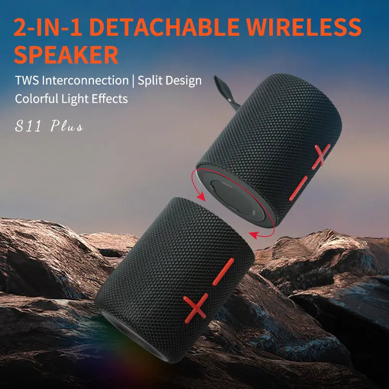 【S11 Plus】 2 in 1 Bluetooth Speaker 40W High Volume Stereo IPX6 Waterproof 24 Hours Play Time Bluetooth V5.3 Connectable for Smartphones & More bluetooth speaker subwoofers Audio Magnetic