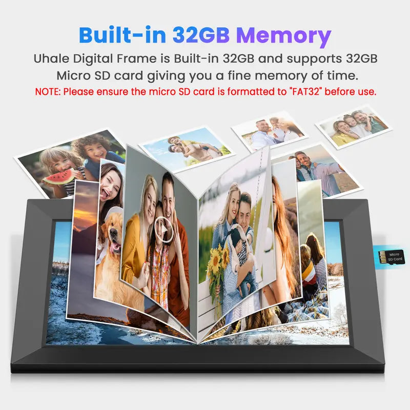 WiFi Digital Picture Frame 10.1 Inch, HD IPS Touch Screen Smart Photo Frame with 32GB Storage, Auto-Rotate, Instantly Share Photos /Videos, Perfect Christmas Gift & Gift Idea, ThanksGiving Gift, Home Decor