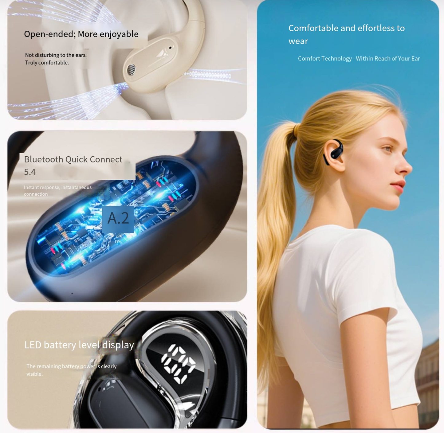 MS190 Translation Earbuds, Supports Real-Time Translation in 134 Languages With APP, Bluetooth 6.0 Earphones, Audio Wireless Earbuds for Music & Phone Calls, IPX5 Waterproof Sports Electronic Headphones with Long Endurance