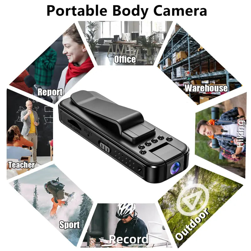 Wireless Vlog Body Camera, Wearable Body Cam with Night-Vision & 180° Rotation Lens, Portable Sport DV Camcorder for Outdoor Sport Skiing Cycling Hiking