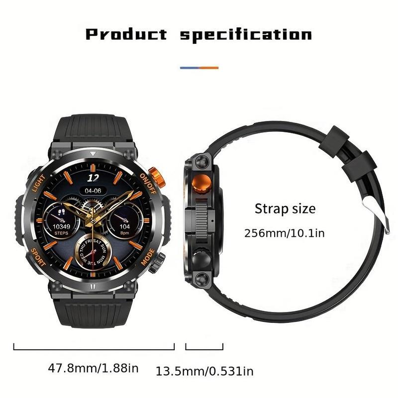 1.46 Inch HD Screen Smartwatch, Multi-functional Outdoor Sports Fitness Tracker, Wireless Receiving & Calling Multi-sport Mode Pedometer, Waterproof Watch with LED Light for Android/iOS Men & Women, Health Smartwatch