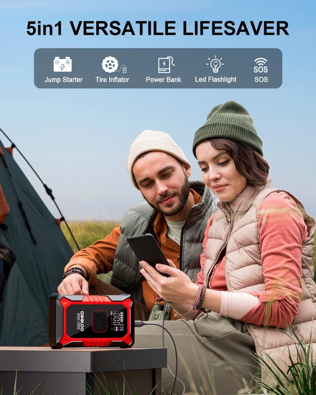 A3 Portable Car Jump Starter with Air Compressor, 3000A Car Battery Jump Starter (9.0 Gas/6.5L Diesel) with 150PSI Digital Tire Inflator Repair Tool Kit Vehicle