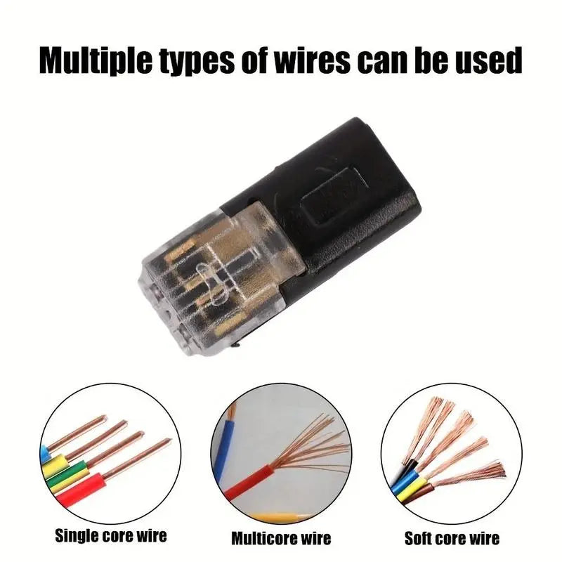 50 Durable Copper Quick Splice Solderless Crimp Connectors - Dual Pin 2-Way Snap-in Blocks, Tool-Less Plug-and-Play Bulk Pack for LED Lights, Automotive Low Voltage Accessories, AWG 18-22 Electrical Wires, Led Light image 3