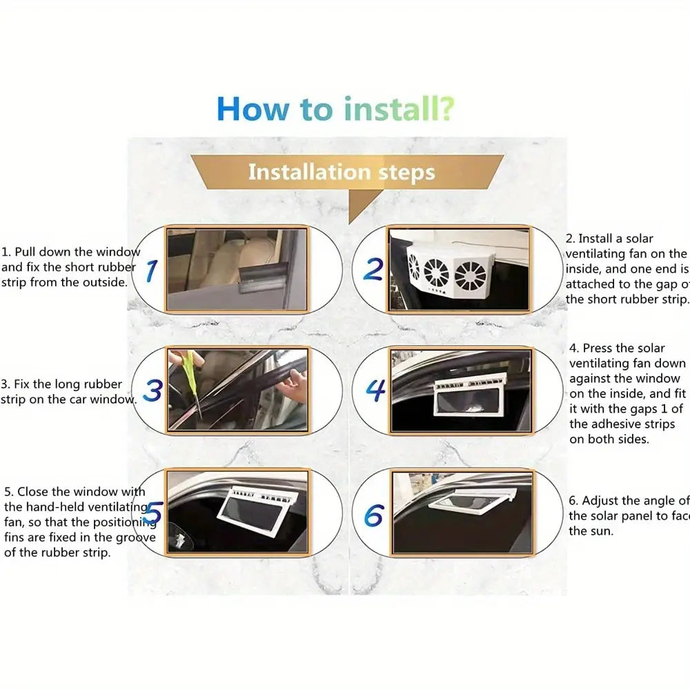 Solar-Powered Car Window Exhaust Fan – Energy-Saving Ventilator with Air Purifier & Radiator Function, USB Car Fan for Front/Rear Windows, Reduces Heat & Odors, Solar Auto-On, Compact Quiet, Perfect for Parking & Summer Driving Comfort image 7