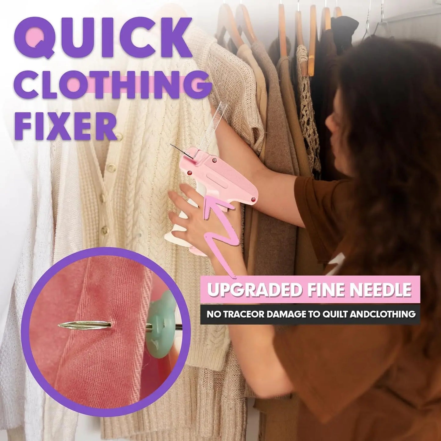 Tagging Gun for Clothes, Quick Clothing Fixer, Quick Sewing Hemming Gun, Mini Gun for Clothes Christmas Gift for Women image 2