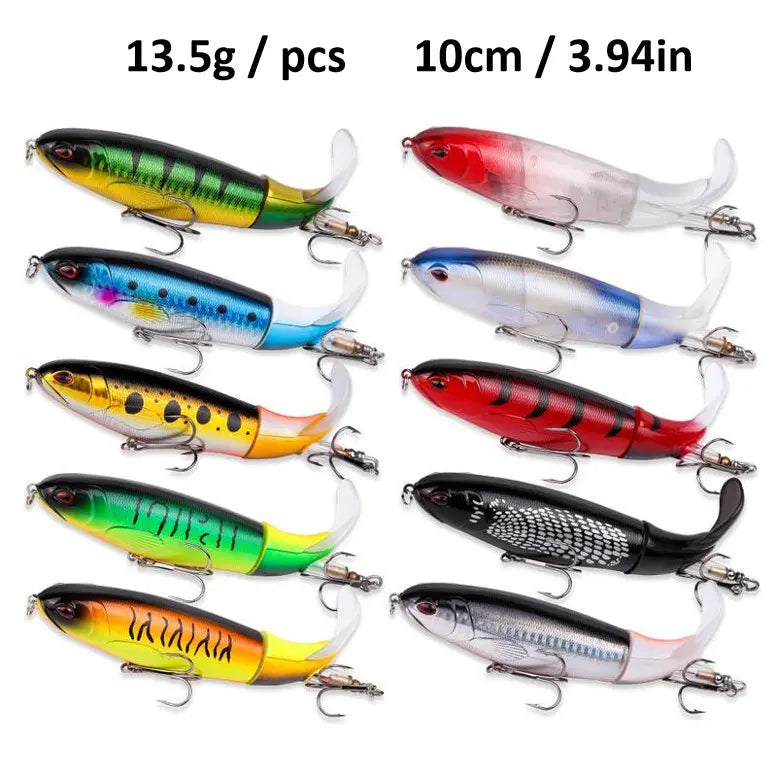 EXCROCK 5/10pcs Artificial Fishing Lure with box, 13.5g Simulation Fishing Lure with Hook, Fishing Accessories for Outdoor Fishing Equipment, 10cm Whopper Plopper, Swimbaits, Fishing Lure Bait image 3