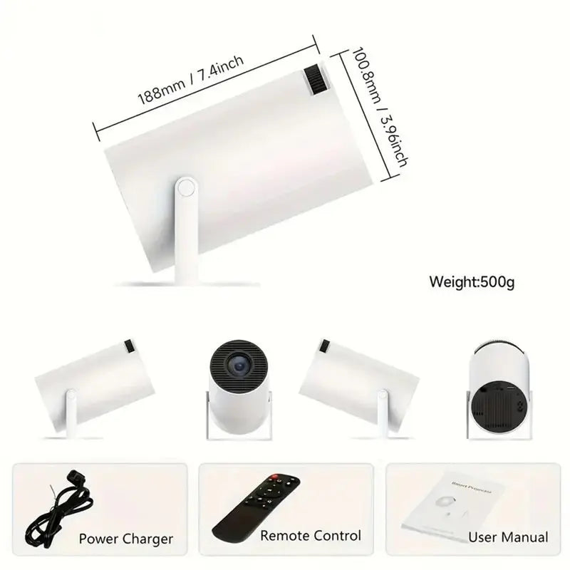 Smart Portable Outdoor 4K Projector with WlFl 6&Bluetooth 5.0, Projector for Home and Outdoor UseHome Cinema Birthday Gift