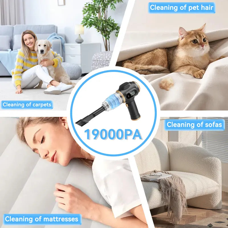 Christmas present Belibuy Handheld Cordless Car Vacuum Cleaner, 19000PA Powerful, 6-in-1 Portable Vacuum Cleaner with Smart Display, Suitable for Car, Home, Office, Pet Portable High portable cordless Cleaning Machine.
